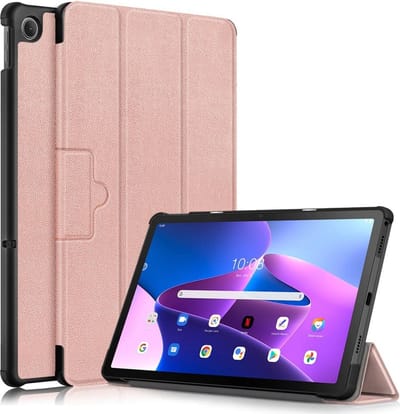 Lunso - Geschikt voor Lenovo Tab M10 Plus Gen 3 (3e generatie) - Tri-Fold Bookcase hoes - Rose Goud