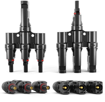 Zonne-stekker T-connector 3-voudige verdeler stekker bus splitter 1500V steekkoppeling zonnepaneel connector energie kabel stroom koper waterdicht IP68 zwart