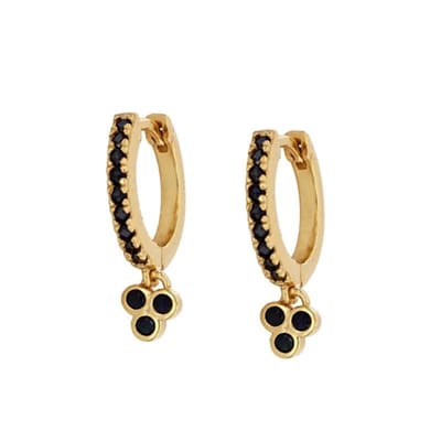 Aramat Jewels | Oorringen | Zwarte Zirkonia Oorringen met hanger | | | | | | | Verkleurd niet