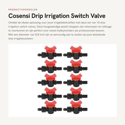 Dailygoods- Druppelirrigatie Switchklep - 10x Plastic Kleppen - Verstelbaar - Lekpreventie - Irrigatie - Hoogwaardige Materialen - Irrigatieklep