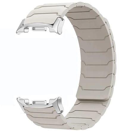 DrPhone EleganceStrap – Magnetische Silicone Watch Band voor Watch 8 40/44/46mm – N52 Super Magnetic – Premium Band - Sterrenlicht Zilver