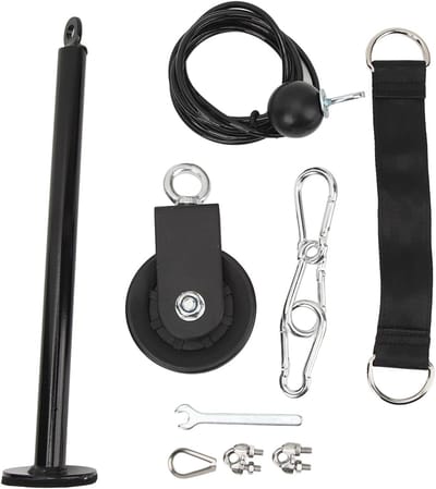 Fitness Kabelkatrol - Kracht Trainingsapparatuur - Spieropbouw Training - 360 Graden Rotatie - 2 Meter Kabel - Zwart