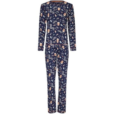 Pastunette Warme pyjama interlock popcorn Robin Blauw vrouw 36