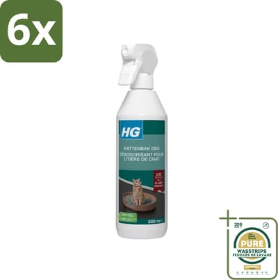 HG - Kattenbak Deo - Neutraliseert Geuren - 100% Biologisch - 500 ml - Voordeelverpakking - 6 stuks - Kattenbak schoonmaken - Kattenbak fris