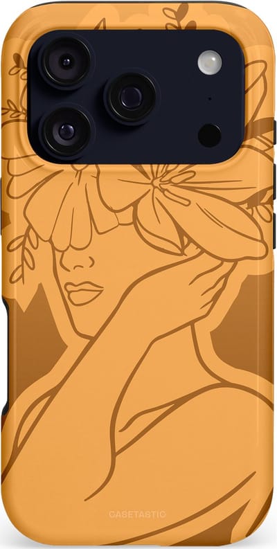 Casetastic hoesje geschikt voor Apple iPhone 17 Pro - MagSafe - Dubbellaagse bescherming - Botanische Elegantie - Fashion Case - Goud Bruin Terracotta
