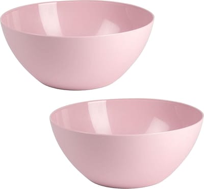 Plasticforte Serveerschaal/saladeschaal - 2x - D26 x H12 cm - kunststof - roze - 3500 ml