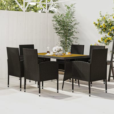 vidaXL - 7-delige - Tuinset - poly - rattan - zwart