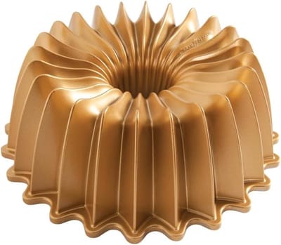 Gegoten Aluminium Taartblik met Stralend Patroon - Premium Bakvormen - Gemaakt in de VS - Goud
