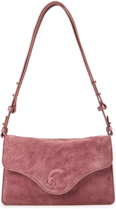 COCCINELLE Leren schoudertas C-Me Softy Shoulder Bag Suede Le. / Grained Le. Wint. Rose / W. Ros (rood)paars