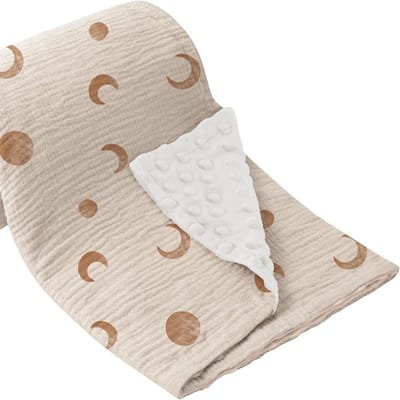 Katoenen babydeken – 75 x 100 cm – Omkeerbare kinderdeken – Gaasdeken – Babykruipmat – Geschikt voor pasgeborenen – Stijl B