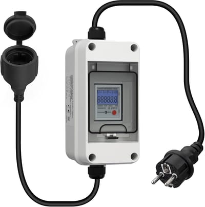 Digitale Stroommeter - Energie Monitor - Buiten Gebruik - Geheugenfunctie - 27.5 x 16 x 10 cm - Wit