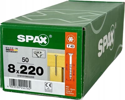 Spax Universale Houtschroeven 8x220mm WIROX T-40 Kegel 50st