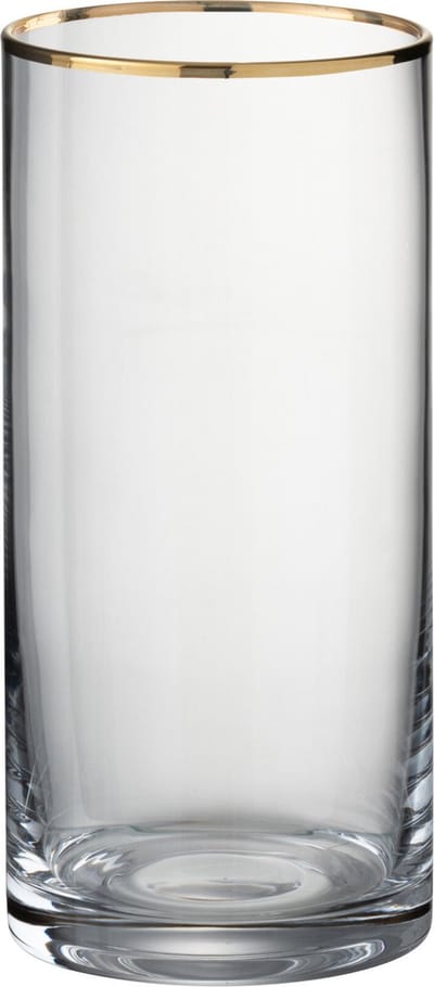 J-Line glas Rand Cilinder Hoog - glas - transparant/goud - 6 stuks