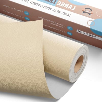 Complete Faux Leather Reparatieset voor Meubels, Autozetels en Tassen - Zelfklevende Patches en 40 x 80 cm Reparatiedoek in Crème Kleur