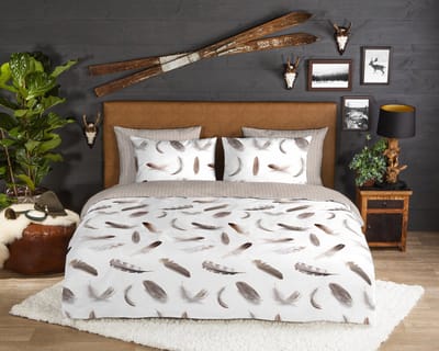 Good Morning dekbedovertrek veren - 1 persoons 140x200/220 cm - Wit - 100% Katoen flanel