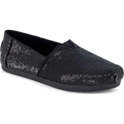 TOMS Alpargata Pailletten Textiel Dames Zwarte Espadrilles
