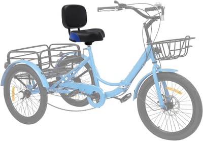 Extra Comfort Fietszadel met Rugleuning - Ergonomisch Dik Gevoerd Kussen voor Dames, Heren en Driewielers