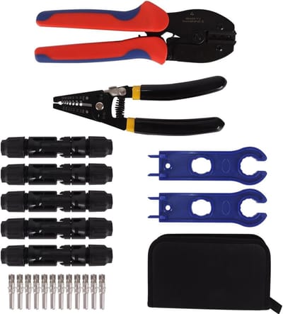 Krimptangset voor Zonne-energie – Draadstripper en Knipper met Steeksleutel voor PV-kabels 2,5/4,0/6,0 mm² en Accessoires