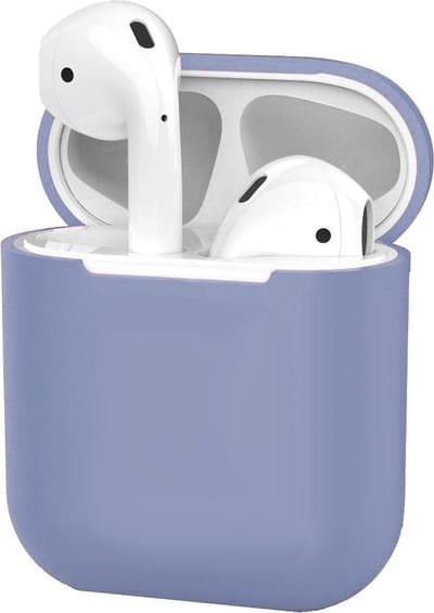 Hoesje - Geschikt voor Apple Airpods 1 - Siliconen Dun Met Clip - Case Cover - Silicone Hoes - Lila