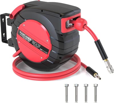 Automatische Luchtslanghaspel 15 m met 180° Draaibare Houder - 3/8 inch Aansluiting en 24 Bar Druk