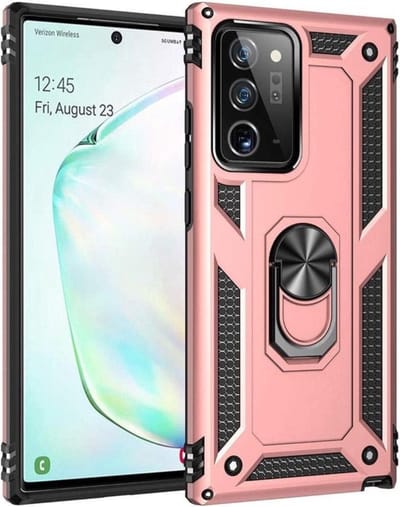 LuxeBass hoesje geschikt voor Samsung Galaxy Note 20 - Anti-Shock Hybrid Ring Armor Rosegoud