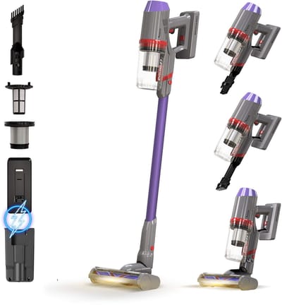 TurboTronic C27 Steelstofzuiger met kruimeldief zonder zak - Draadloos - Hoge zuigkracht - HEPA - lichtgewicht - 2 Snelheden - ECO-vriendelijk - Harde en zachte vloeren - Paars