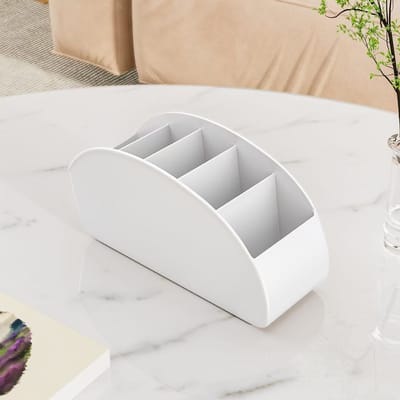 1 pièce Support de télécommande - Organisateur de plateau pour télécommandes, lecteurs multimédias, stylos - Gain de place pour bureau, table de chevet blanc