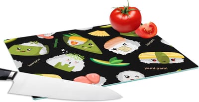 Glazen Snijplank - 28x20 - Kawaii - Sushi - Patronen - Snijplanken Glas