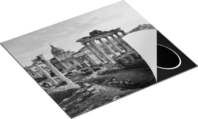 Chefcare Inductie Beschermer Romeins Architectuur in Rome, Italië - Zwart Wit - 60x50 cm - Afdekplaat Inductie - Kookplaat Beschermer - Inductie Mat