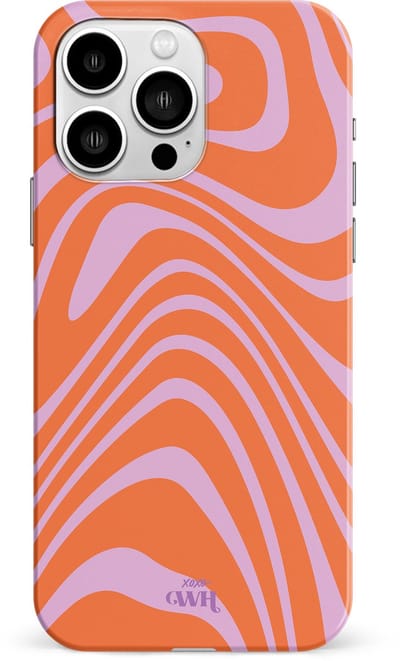 xoxo Wildhearts Boogie Wonderland Orange - Single Layer - Hard case geschikt voor iPhone 13 Pro Max hoesje - Golven print hoesje oranje - Beschermhoes shockproof case geschikt voor iPhone 13 Pro Max hoesje - Hoesje met golven print oranje