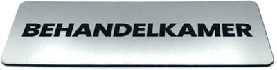 Deurbordje met tekst Behandelkamer - Formaat 150 x 50 mm x 1,6 mm - Incl. plakstrip | Geborstelde RVS-look toplaag | Gratis Verzending | Decoporta