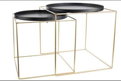 Bijzettafel Set2 Mat Zwart 41x41xh 42cm 46.5x46.5xh47cm Metaal