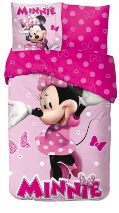 Minnie Mouse Dekbedovertrek Pink - 140 x 200 cm - Katoen - 65 x 65 cm