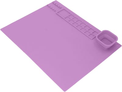 Creatieve Silicone Schildermat voor Peuters - DIY Schilderen, Schrijven en Bakken met Vloermat en Kunstaccessoires (Paars)