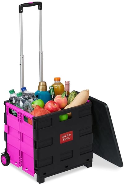 Opvouwbare boodschappentrolley met telescopisch handvat - 35 kg draagcapaciteit, 50 l voorraadruimte, ideaal voor boodschappen
