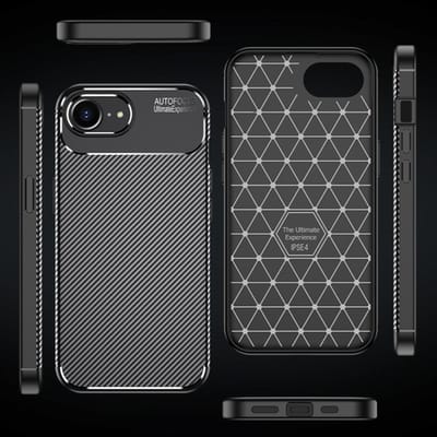 Luxe TPU Carbon Bescherm-Hoes Cover Skin geschikt voor iPhone 16e - iPhone 17e - Zwart