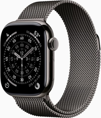Apple Watch Series 11 GPS + Cellular 46 mm met matgrijze titanium kast en matgrijs milanees horlogebandje - M/L