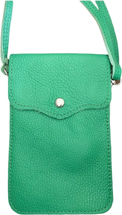 Groen Leren Telefoontasje Basic - Leren Schoudertassen - Leer - leder - Dames Tas Telefoontasjes - Groene