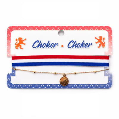 Oranje Choker Set Nederland – Voetbal Ketting & Halslint Rood Wit Blauw – EK WK Koningsdag Accessoires Dames