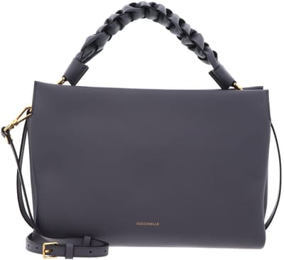 COCCINELLE Leren handtas schoudertas Boheme Grana Double Hand Bag Stove / Midn. Blue blauwgrijs
