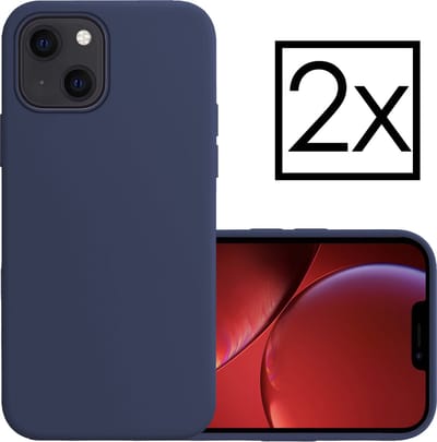 Hoesje - 2 Stuks - Geschikt voor Apple iPhone 14 Plus - Sterk & Shockproof - Case Siliconen - Back Cover - Telefoon Hoes - Donkerblauw