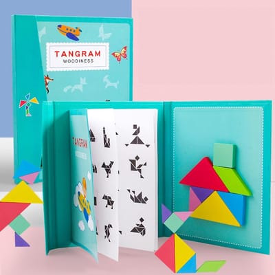 Magnetische Tangram Puzzel Hout – 96+ Modellen, Tegels voor Kinderen & Volwassenen, Educatief Speelgoed voor Ruimtelijk Inzicht en Creativiteit