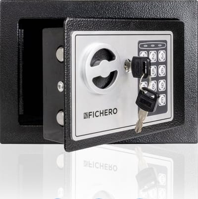 Elektronische Kluis Staal - Kluisje met Cijferslot - Geldkluis - 23 x 17 x 17 cm - 4,5 L - Cadeaus voor Hem - Zwart - Fichero