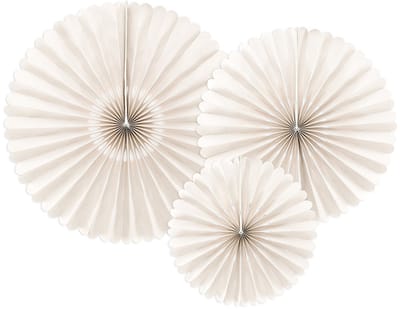 PARTYDECO - 3 decoratieve beige papieren rozetten voor bruiloft