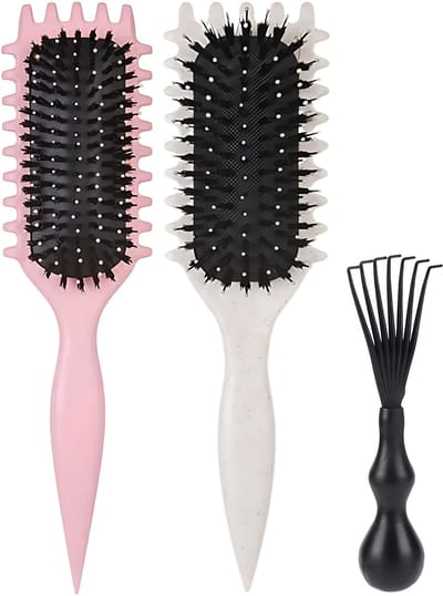 Guardian Beauty Haarborstelset - Kruldefiniërende Borstel + Haarborstelreiniger - Roze & Wit