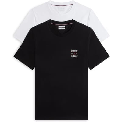 Tommy Hilfiger 2 Pack Chest Graphic White/black Größe: S | Basic T-Shirts Outlet | Herren | Weiß