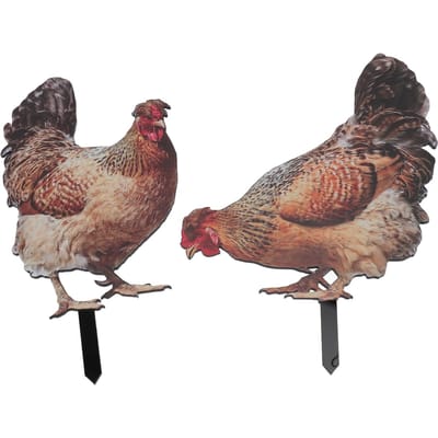 2 stuks Kip Tuinpaal Ornament Acryl Stereoscopische Simulatie Kleurrijk Buiten Kip Grondstekker voor Buiten Tuinen gray