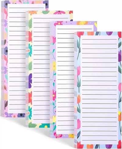 Set van 4 Magnetische Notitieblokken met 50 Vel - Ideaal voor Boodschappen, To-Do Lijsten en Organisatie op de Koelkast