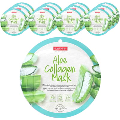 Aloë Collageen Beauty Masker, 12 Velletjes, 18G (0,63 oz) Elk blue