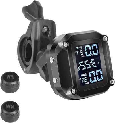 Motorfiets Bandenspanningsmeter - TPMS Systeem - Veilig Rijden - Realtime Temperatuur - 2 Sensoren - Zwart